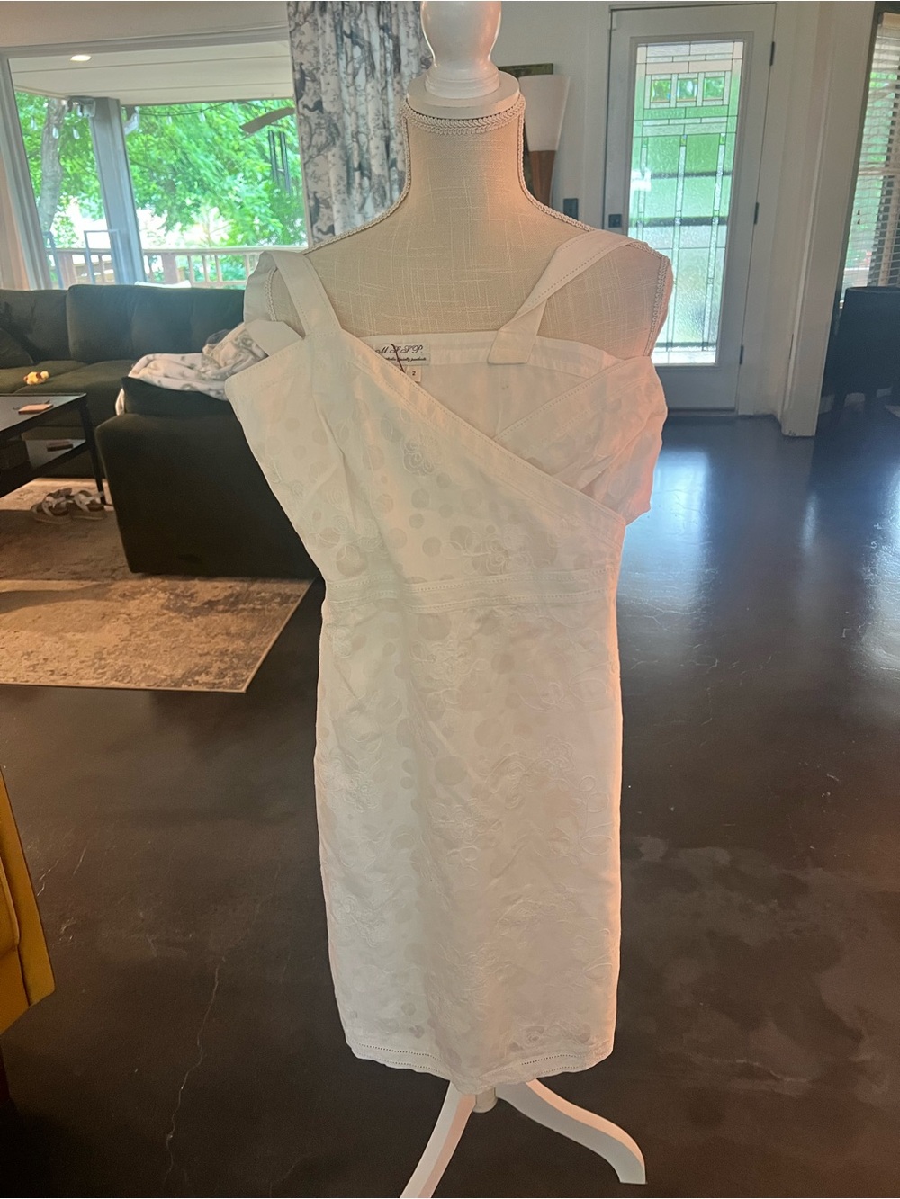 One-Shoulder White Lace Dress